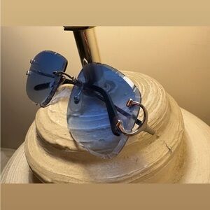 Cartier Blue Rimless Sunglasses